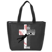 Christian Baseball Religious Cross  Zip Tote Bag