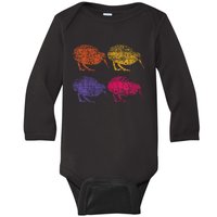 Cute Bird Retro Kiwi Nz New Zealand Baby Long Sleeve Bodysuit