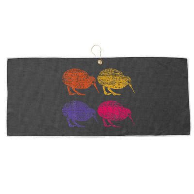 Cute Bird Retro Kiwi Nz New Zealand Large Microfiber Waffle Golf Towel