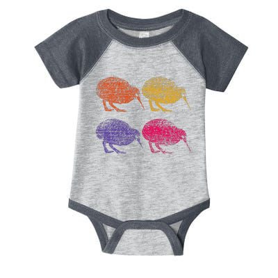 Cute Bird Retro Kiwi Nz New Zealand Infant Baby Jersey Bodysuit