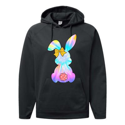 Cute Bunny Rabbit Tie Dye Gift for Easter Day Performance Fleece Hoodie