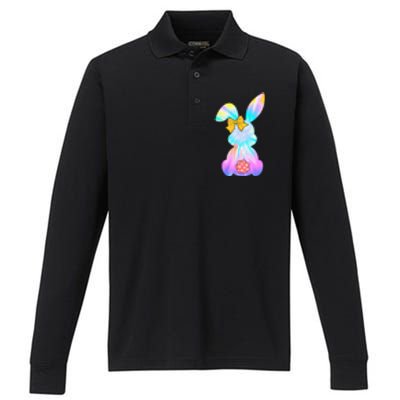 Cute Bunny Rabbit Tie Dye Gift for Easter Day Performance Long Sleeve Polo