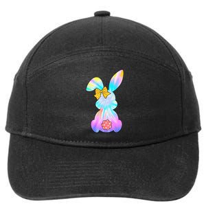 Cute Bunny Rabbit Tie Dye Gift for Easter Day 7-Panel Snapback Hat