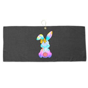 Cute Bunny Rabbit Tie Dye Gift for Easter Day Large Microfiber Waffle Golf Towel