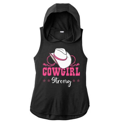 Cowgirl Barrel Racing Roping Horseback Riding Rodeo Ladies PosiCharge Tri-Blend Wicking Draft Hoodie Tank