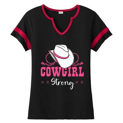 Cowgirl Barrel Racing Roping Horseback Riding Rodeo Ladies Halftime Notch Neck Tee