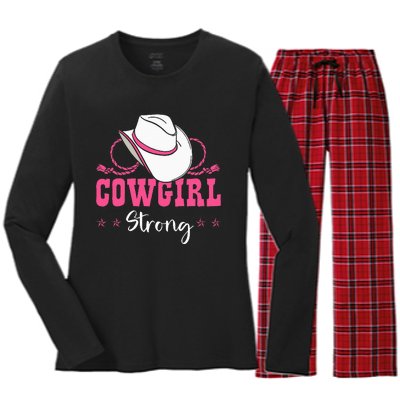 Cowgirl Barrel Racing Roping Horseback Riding Rodeo Women's Long Sleeve Flannel Pajama Set 