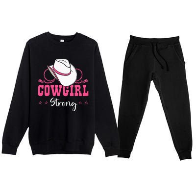 Cowgirl Barrel Racing Roping Horseback Riding Rodeo Premium Crewneck Sweatsuit Set