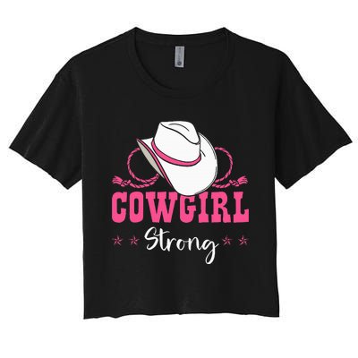 Cowgirl Barrel Racing Roping Horseback Riding Rodeo Women's Crop Top Tee