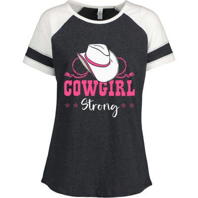 Cowgirl Barrel Racing Roping Horseback Riding Rodeo Enza Ladies Jersey Colorblock Tee