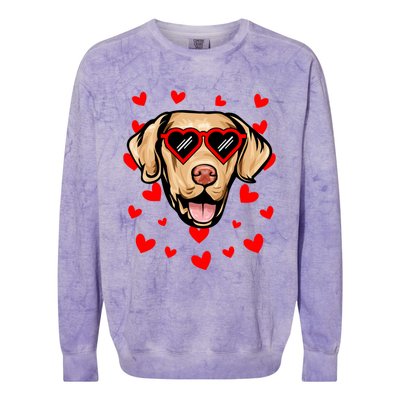 Chesapeake Bay Retriever Valentines Day Love Heart Glasses Gift Colorblast Crewneck Sweatshirt