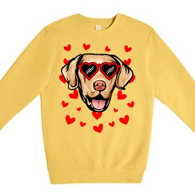 Chesapeake Bay Retriever Valentines Day Love Heart Glasses Gift Premium Crewneck Sweatshirt