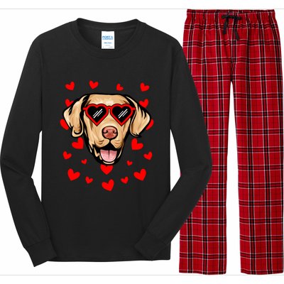 Chesapeake Bay Retriever Valentines Day Love Heart Glasses Gift Long Sleeve Pajama Set