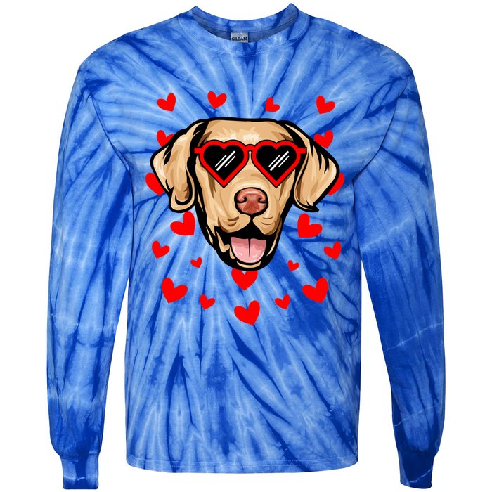 Chesapeake Bay Retriever Valentines Day Love Heart Glasses Gift Tie-Dye Long Sleeve Shirt