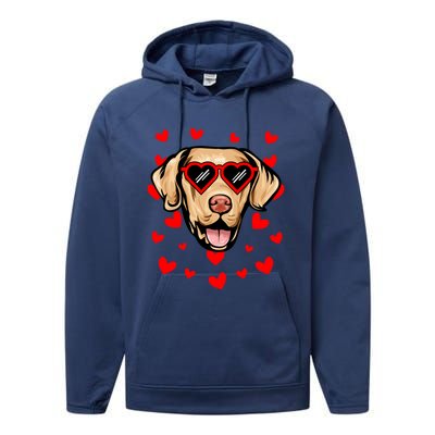 Chesapeake Bay Retriever Valentines Day Love Heart Glasses Gift Performance Fleece Hoodie