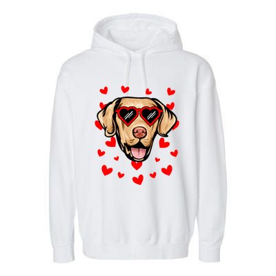 Chesapeake Bay Retriever Valentines Day Love Heart Glasses Gift Garment-Dyed Fleece Hoodie