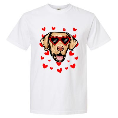 Chesapeake Bay Retriever Valentines Day Love Heart Glasses Gift Garment-Dyed Heavyweight T-Shirt