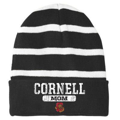 Cornell Big Red Mom Block Pill Icon Striped Beanie with Solid Band