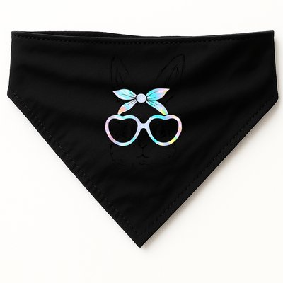 Cute Bunny Rabbit Face Tie Dye Glasses Girl Happy Easter Day USA-Made Doggie Bandana