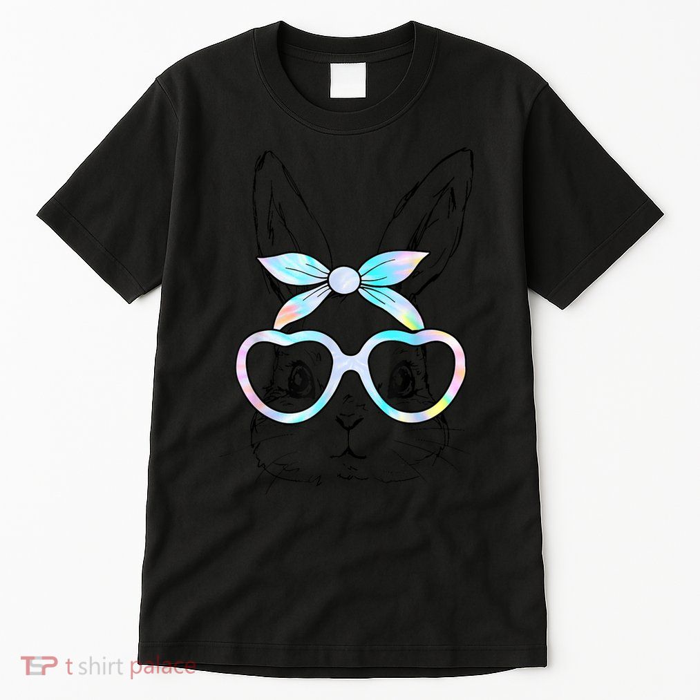 Cute Bunny Rabbit Face Tie Dye Glasses Girl Happy Easter Day Tall T-Shirt