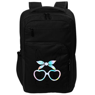 Cute Bunny Rabbit Face Tie Dye Glasses Girl Happy Easter Day Impact Tech Backpack