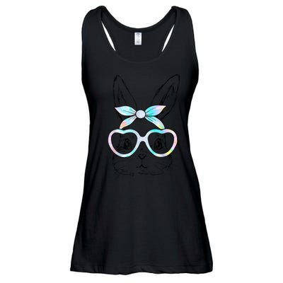 Cute Bunny Rabbit Face Tie Dye Glasses Girl Happy Easter Day Ladies Essential Flowy Tank