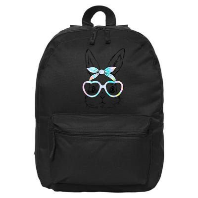 Cute Bunny Rabbit Face Tie Dye Glasses Girl Happy Easter Day 16 in Basic Backpack