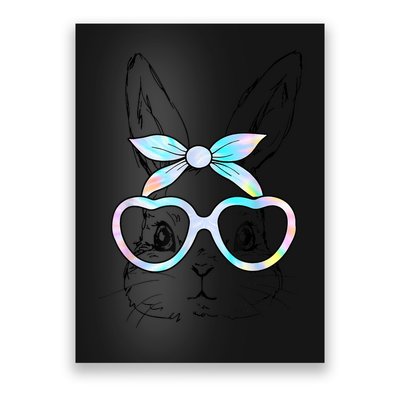 Cute Bunny Rabbit Face Tie Dye Glasses Girl Happy Easter Day Poster