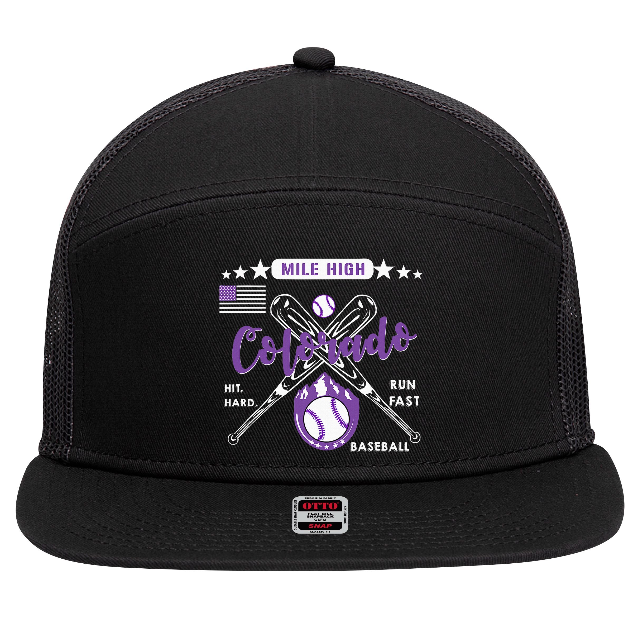 Colorado Baseball Rocky Mountain Skyline Baseball 7 Panel Mesh Trucker Snapback Hat