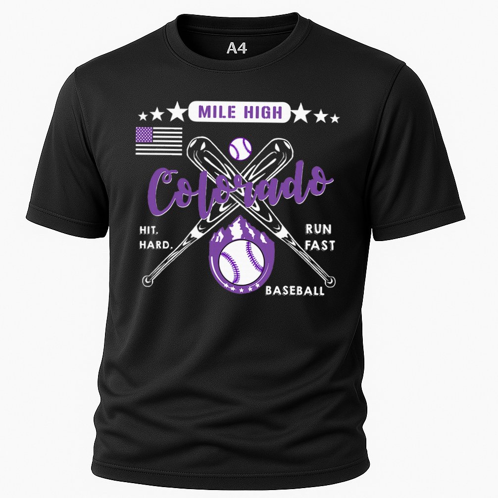 Colorado Baseball Rocky Mountain Skyline Baseball Cooling Performance Crew T-Shirt