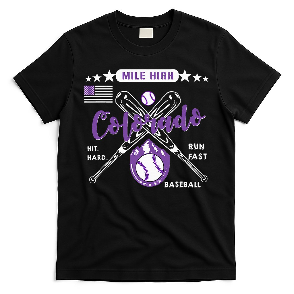 Colorado Baseball Rocky Mountain Skyline Baseball T-Shirt