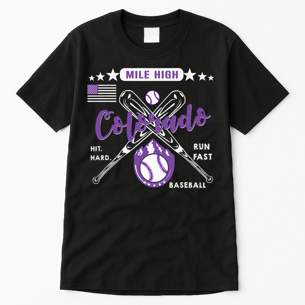 Colorado Baseball Rocky Mountain Skyline Baseball Tall T-Shirt
