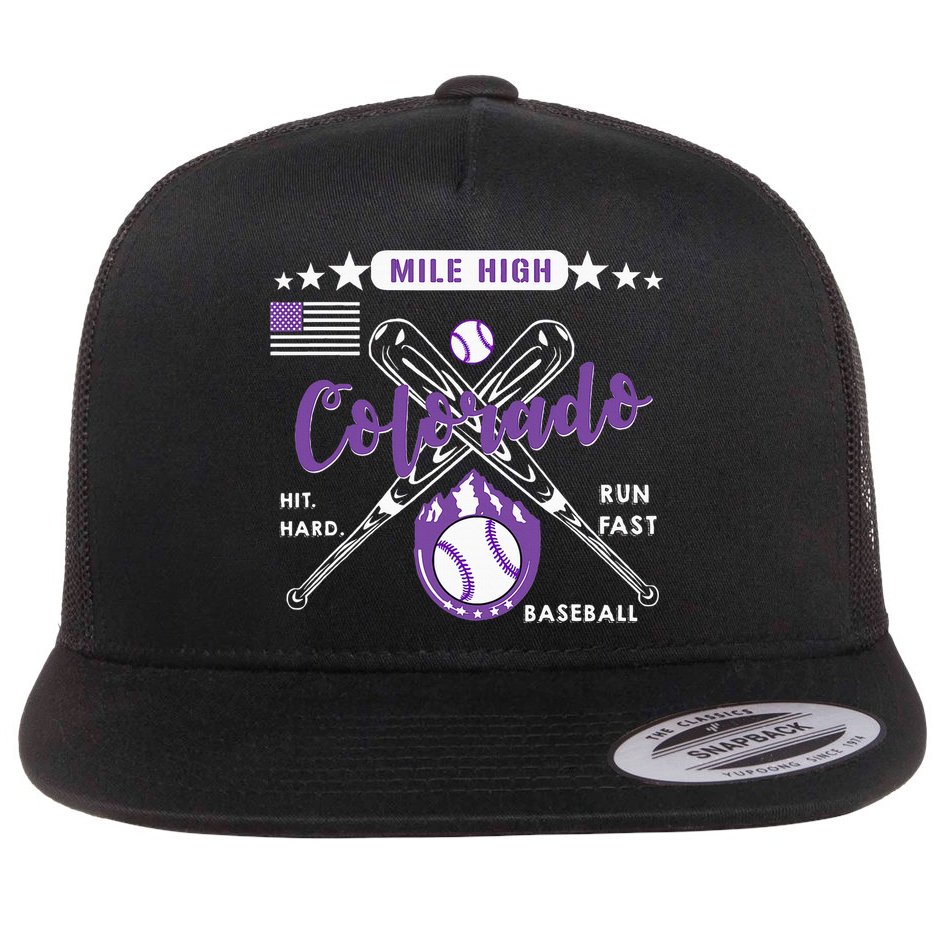 Colorado Baseball Rocky Mountain Skyline Baseball Flat Bill Trucker Hat