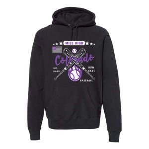 Colorado Baseball Rocky Mountain Skyline Baseball Premium Hoodie