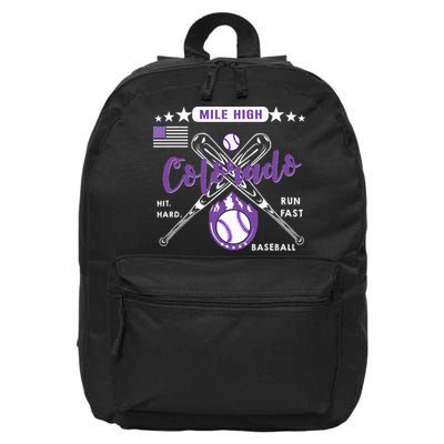 Colorado Baseball Rocky Mountain Skyline Baseball 16 in Basic Backpack