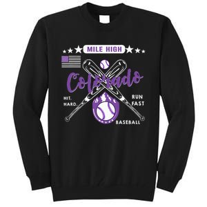 Colorado Baseball Rocky Mountain Skyline Baseball Tall Sweatshirt