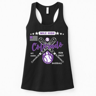 Colorado Baseball Rocky Mountain Skyline Baseball Womens Tank Top
