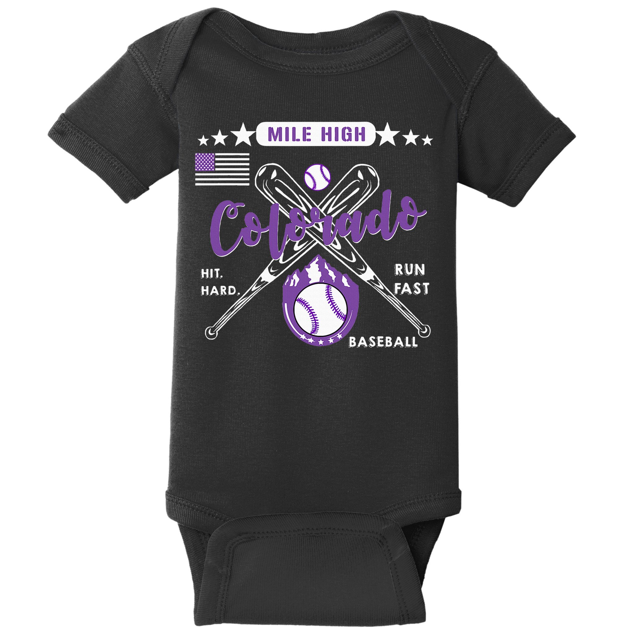 Colorado Baseball Rocky Mountain Skyline Baseball Baby Bodysuit