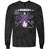 Colorado Baseball Rocky Mountain Skyline Baseball Tie-Dye Long Sleeve Shirt