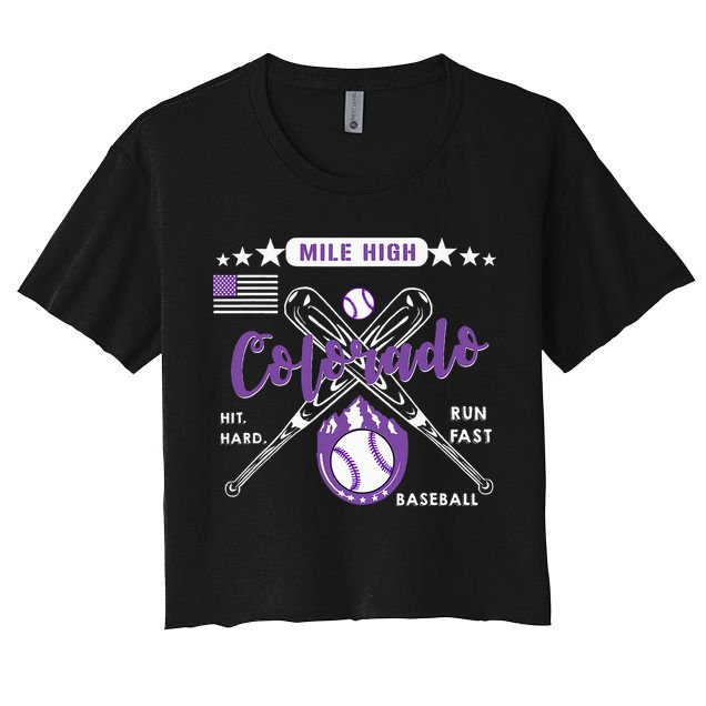 Colorado Baseball Rocky Mountain Skyline Baseball Crop Top