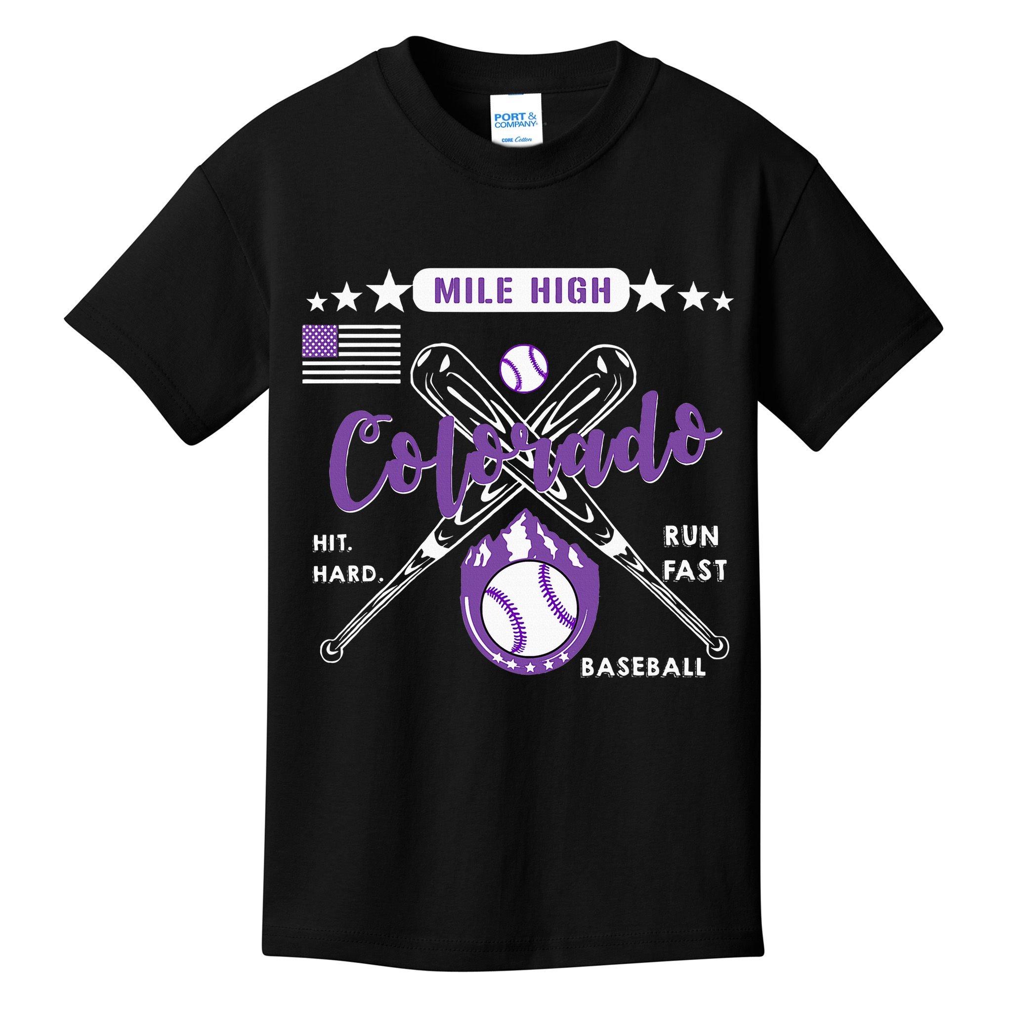 Colorado Baseball Rocky Mountain Skyline Baseball Kids T-Shirt