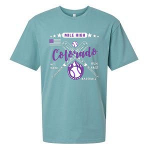 Colorado Baseball Rocky Mountain Skyline Baseball Sueded Cloud Jersey T-Shirt