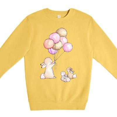 Cute Bunny Rabbit Balloon Premium Crewneck Sweatshirt