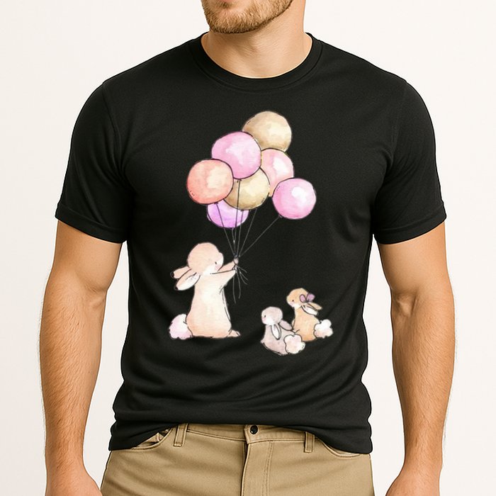 Cute Bunny Rabbit Balloon Cooling Performance Crew T-Shirt