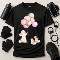 Cute Bunny Rabbit Balloon Cooling Performance Crew T-Shirt