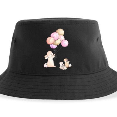Cute Bunny Rabbit Balloon Sustainable Bucket Hat