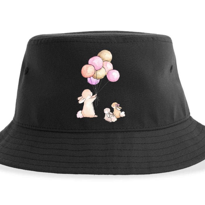 Cute Bunny Rabbit Balloon Sustainable Bucket Hat