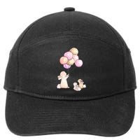 Cute Bunny Rabbit Balloon 7-Panel Snapback Hat