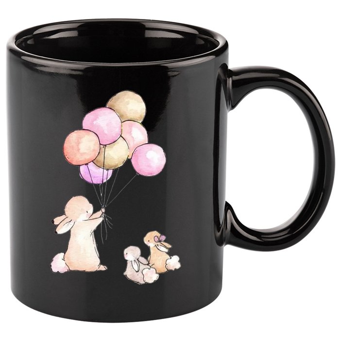 Cute Bunny Rabbit Balloon 11oz C Handle Ceramic Mug