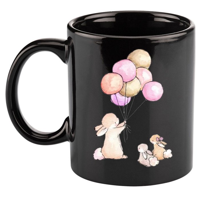 Cute Bunny Rabbit Balloon 11oz C Handle Ceramic Mug